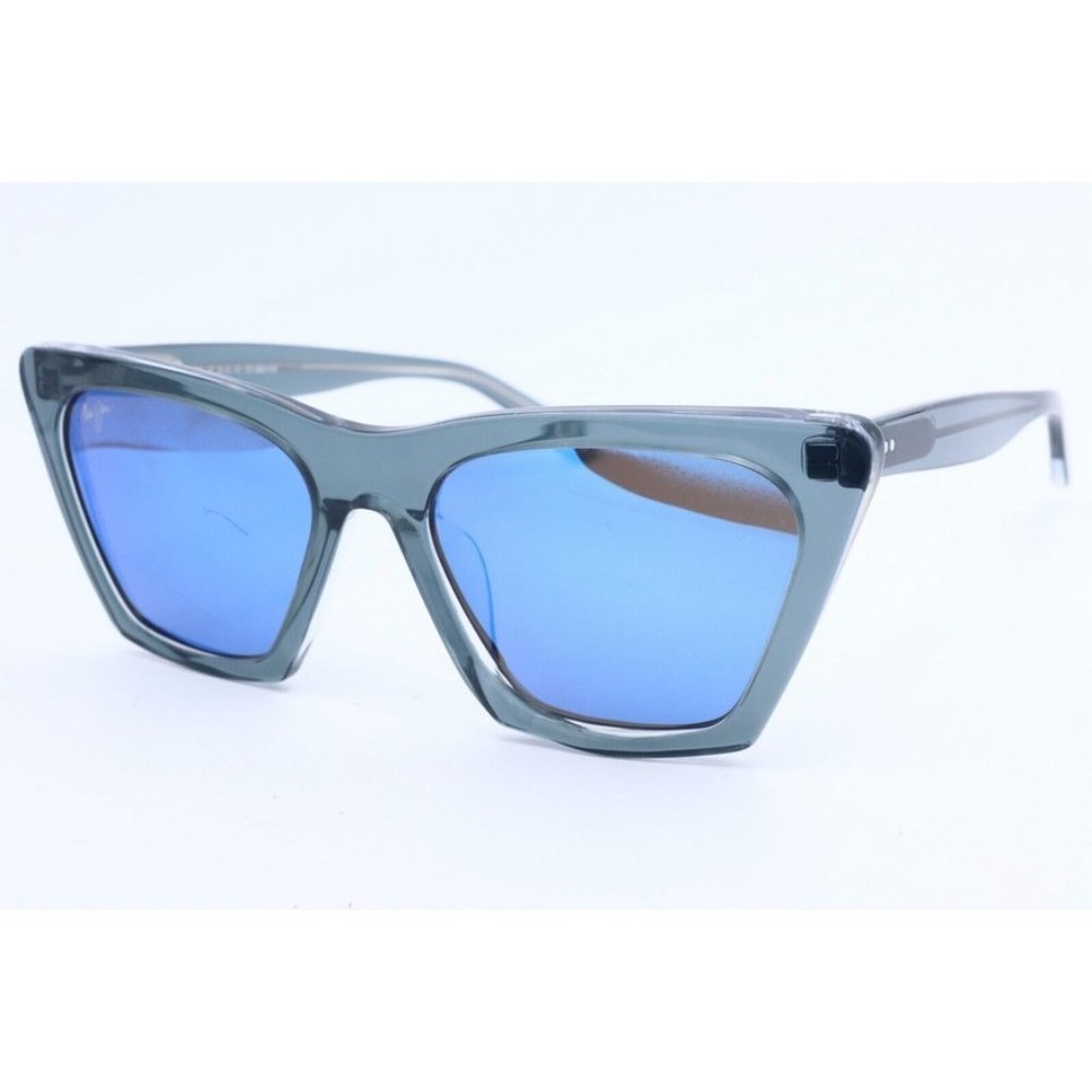 Maui Jim KINI MJ 849-27E Steel Crystal Cat Eye Sunglasses Blue Hawaii